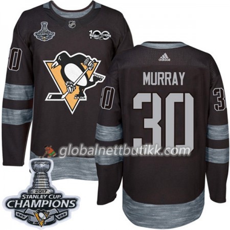 Pittsburgh Penguins Hockeydrakt Matt Murray 30 1917-2017 100th Anniversary Svart Adidas 2017 Stanley Cup Champions Authentic - Herre